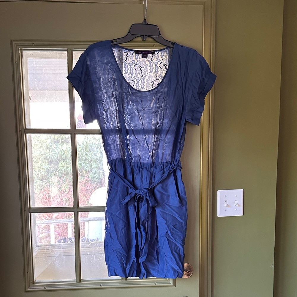 Forever 21 Silk dress with lace back, size small